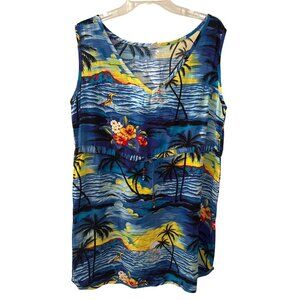 Hawaiian Sundress By Palmwave Hawaii With Tropical Print 100% Rayon XL Vibrant L